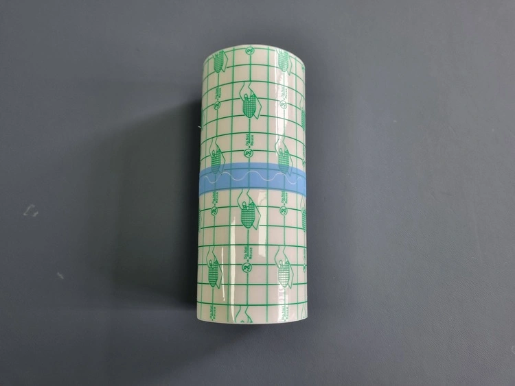 Transparent PU film dressing roll with medical adhesive and release liner